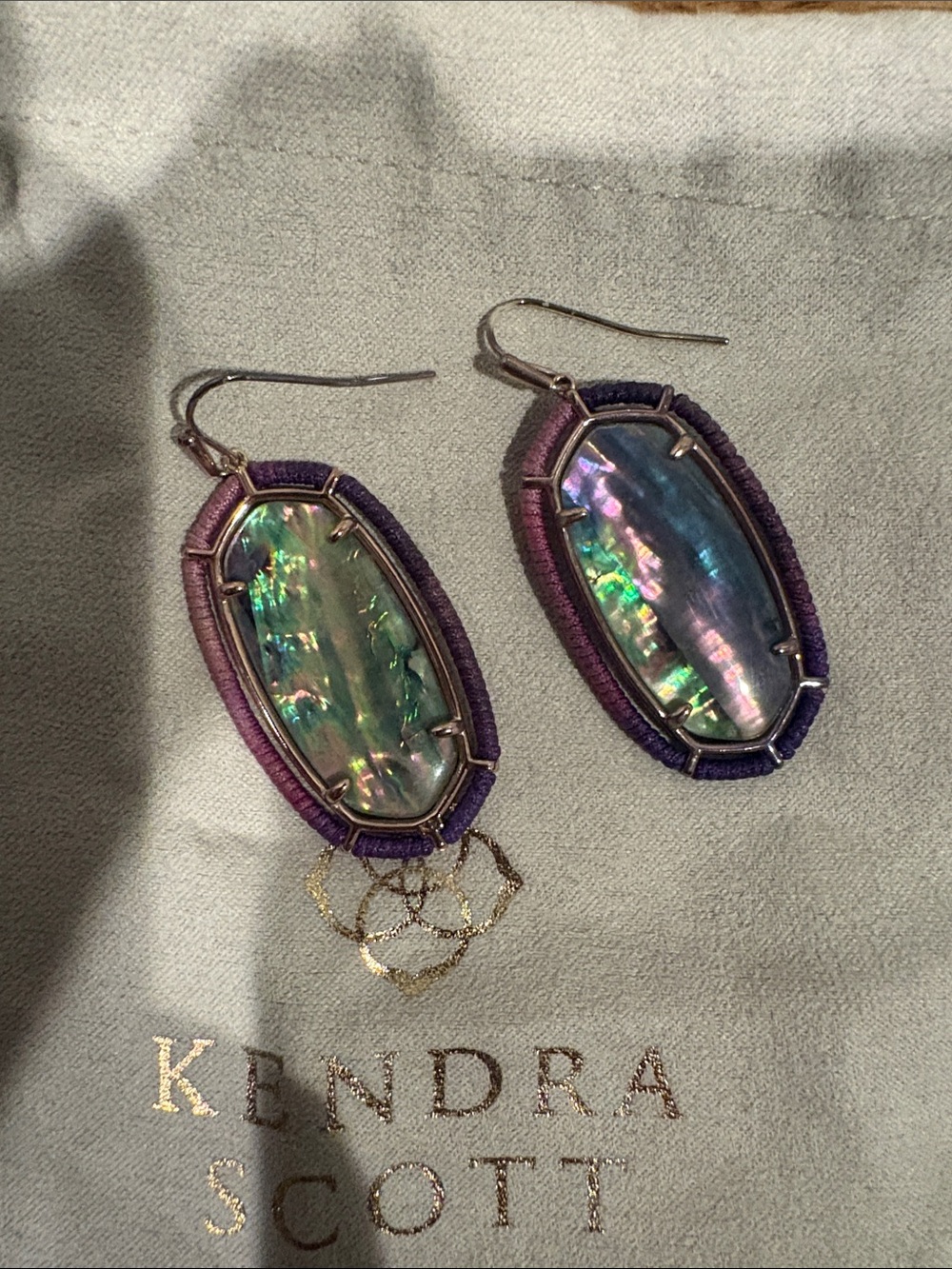 Kendra Scott Purple Iridescent Abalone Drop Earrings